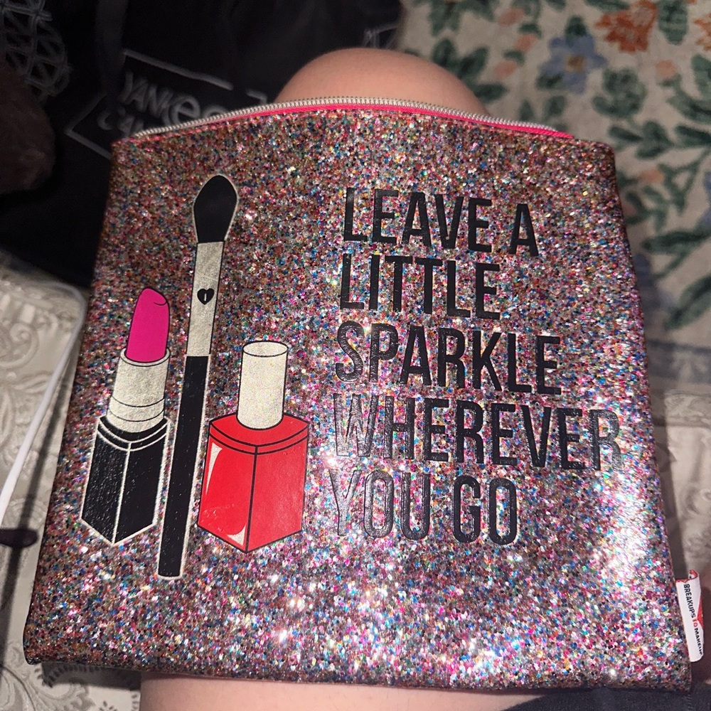 Sparkly Cosmetic Pouch with Makeup Design